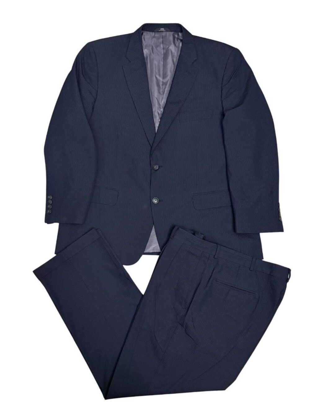 HAGGAR Mens Suit Blazer Jacket & Dress Pants Blue Business Formal Mens 46R